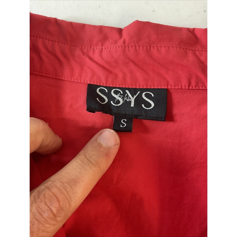 SSYS The Label Dress S  Orange Flutter Sleeve Boutique Poplin v neck mini Spring - Picture 3 of 8